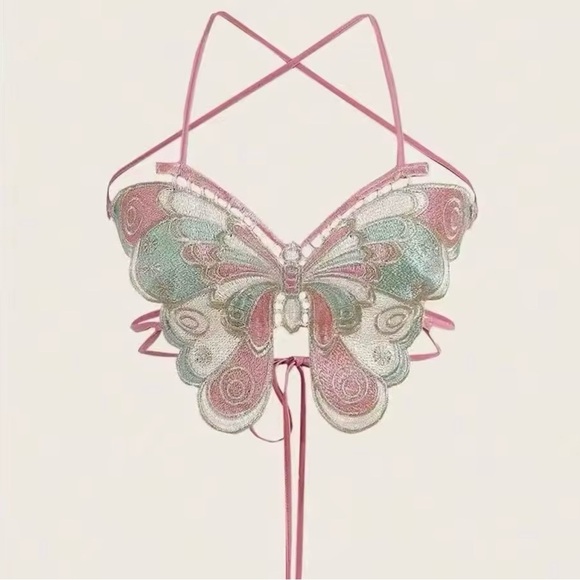 Tops - Butterfly Embroidered Sheer Festival Top